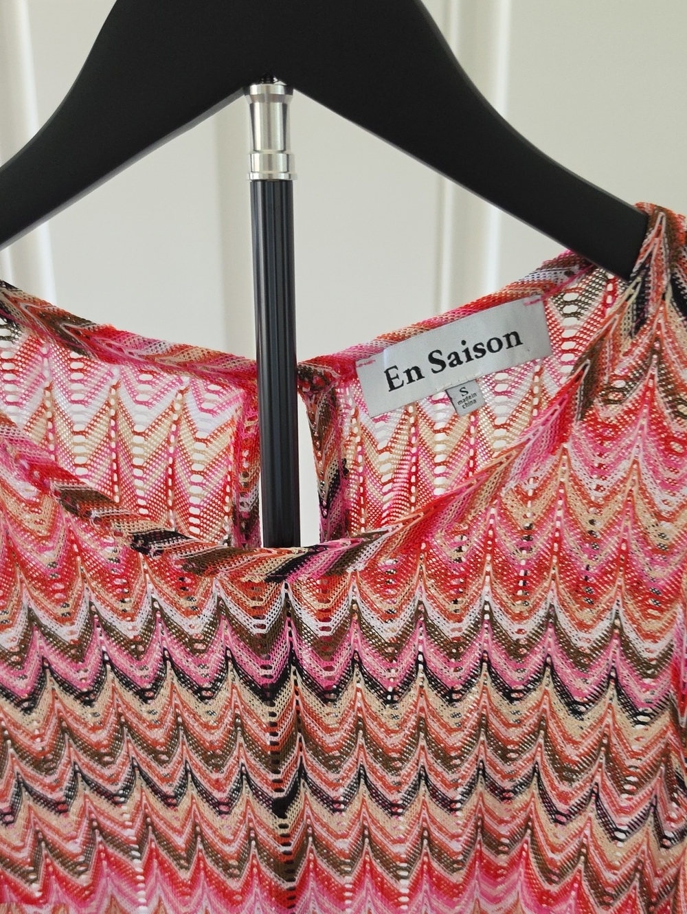 En Saison Pink Multicolor Chevron Knit Top